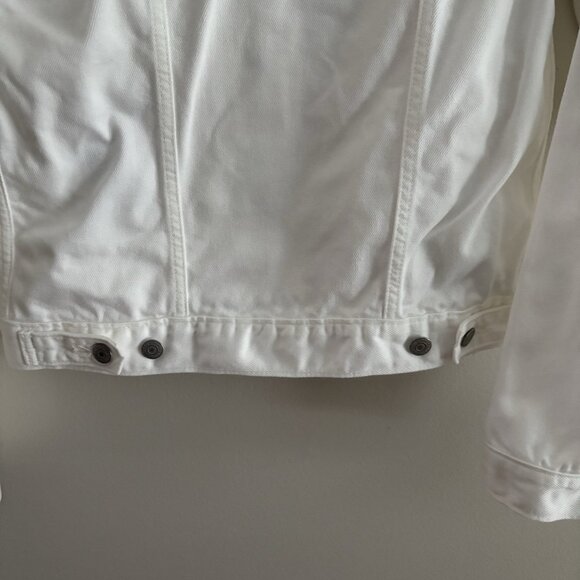 Levis Women S White Denim Casual Slim Button Front Original Trucker Jean Jacket - Picture 13 of 13
